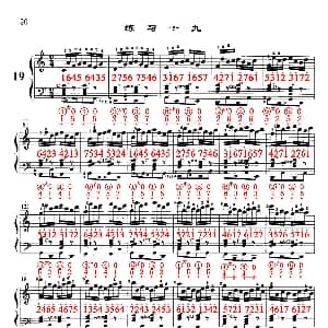 手风琴谱 | 哈农 手风琴手指练习 之十九 五线谱 简谱