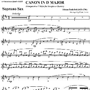 萨克斯谱 | CANON IN D MAJOR 四重奏 高音萨克斯分谱