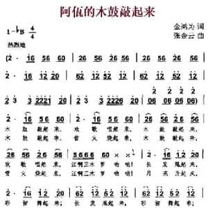 阿佤的木鼓敲起来_民歌简谱_词曲:金鸿为 张金云