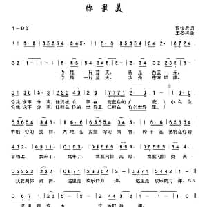 你最美_通俗唱法乐谱_词曲:智俊虎 王冬梅