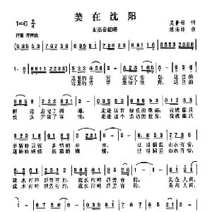 美在沈阳_通俗唱法乐谱_词曲:吴善翎 陈涤非