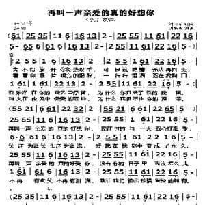 再叫一声亲爱的真的好想你_歌曲简谱_词曲:刘习军 刘习军