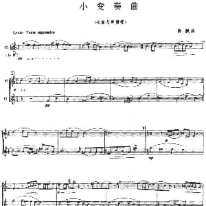长笛曲谱 | 小变奏曲 长笛 单簧管 陈飙