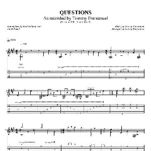 tommy emmanuel questions 吉他谱