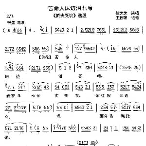 眉户 苦命人床边泪悲啼 鳏夫哭坟 选段 杨荣荣 王俊朝 记谱制谱