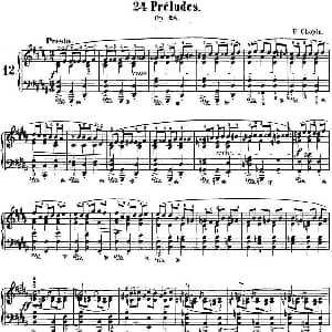 肖邦 24首钢琴前奏曲 Op.28 No.12 升G小调 钢琴谱 肖邦