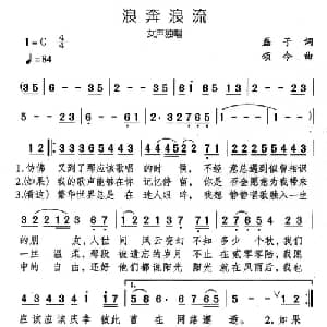 浪奔浪流_通俗唱法乐谱_词曲:磊子 颂今