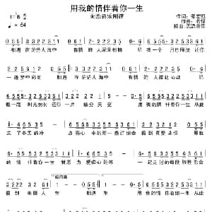 用我的情伴着你一生_通俗唱法乐谱_词曲:张宏凯 若惜