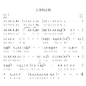五月的麦地_通俗唱法乐谱_词曲:海子 如春