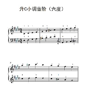 升C小调音阶 钢琴谱