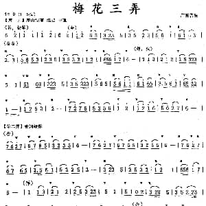 梅花三弄 民乐队合奏主旋律谱 广东音乐