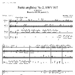 萨克斯谱 | Suite anglaise No 2,BWV 807 法国组曲之二 布列舞曲 四重奏总谱 巴赫