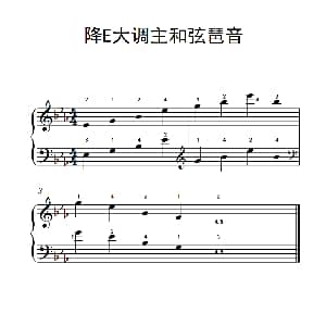 降E大调主和弦琶音 钢琴谱