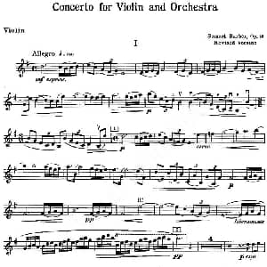 小提琴谱 | CONCERTO FOR VIOLIN AND ORCHESTRA Op.14 小提琴和交响乐协奏曲 小提琴分谱 巴伯 BARBER