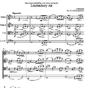 小提琴谱 | Londonderry Air 伦敦德里小调 弦乐四重奏