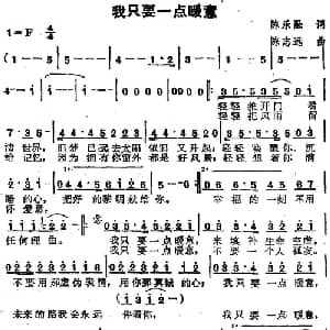 苏芮演唱金曲 我只要一点暖意_通俗唱法乐谱_词曲:陈乐融 陈志远