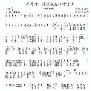 哥哥呀,妹妹有话对你讲_民歌简谱_词曲:姜海红 李志明