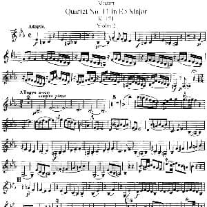 小提琴谱 | Mozart Quartet No.11 in Eb Major,K.171 Violin 2分谱
