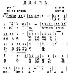 晨风在飞跑_民歌简谱_词曲:木青 雷雨声