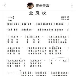 北风吹 _歌曲简谱_词曲:赵正云 刘北休