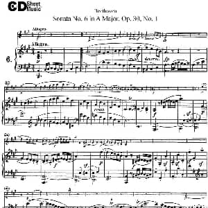 小提琴谱 | Violin Sonata No.6 in A Major Op.30 No.1 小提琴 钢琴伴奏