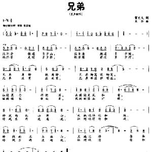 兄弟_通俗唱法乐谱_词曲:贺东久 王华