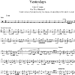 Guns n' Roses Yesterdays 爵士鼓谱