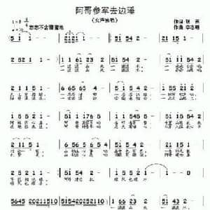 阿哥参军去边陲_民歌简谱_词曲:银燕 李志明