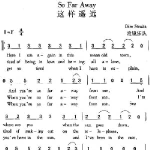 So Far Away 这样遥远_外国歌谱_词曲: 险境乐队