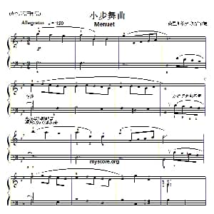 巴赫初级钢琴曲之五 小步舞曲 钢琴谱