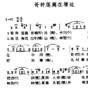 哥种莲藕在塘边_民歌简谱