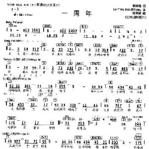 一周年_通俗唱法乐谱_词曲:李焯雄