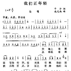 我们正年轻_美声唱法乐谱_词曲:沈慧琴 施光南