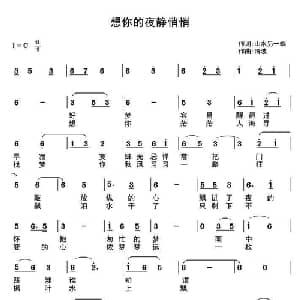 想你的夜静悄悄_通俗唱法乐谱_词曲:山水另一端 清波