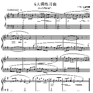 考级初级曲目 G大调练习曲 钢琴谱 俄 格涅辛娜