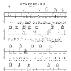 别说我的眼泪你无所谓 吉他谱 东来东往