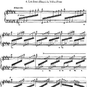 李斯特 旅游岁月 第三集 S.163 No.4 艾斯特庄园的喷泉 钢琴谱 李斯特