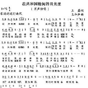 在共和国检阅的目光里_歌曲简谱_词曲:王磊 王和声