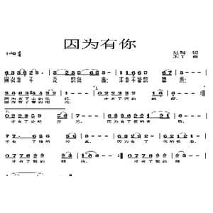 因为有你_歌曲简谱_词曲:尼玛 禾丫