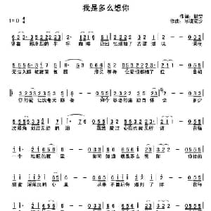 我是多么想你_通俗唱法乐谱_词曲:错觉 冰凌花少